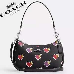 Coach Teri Shoulder Bag with bolt heart prints